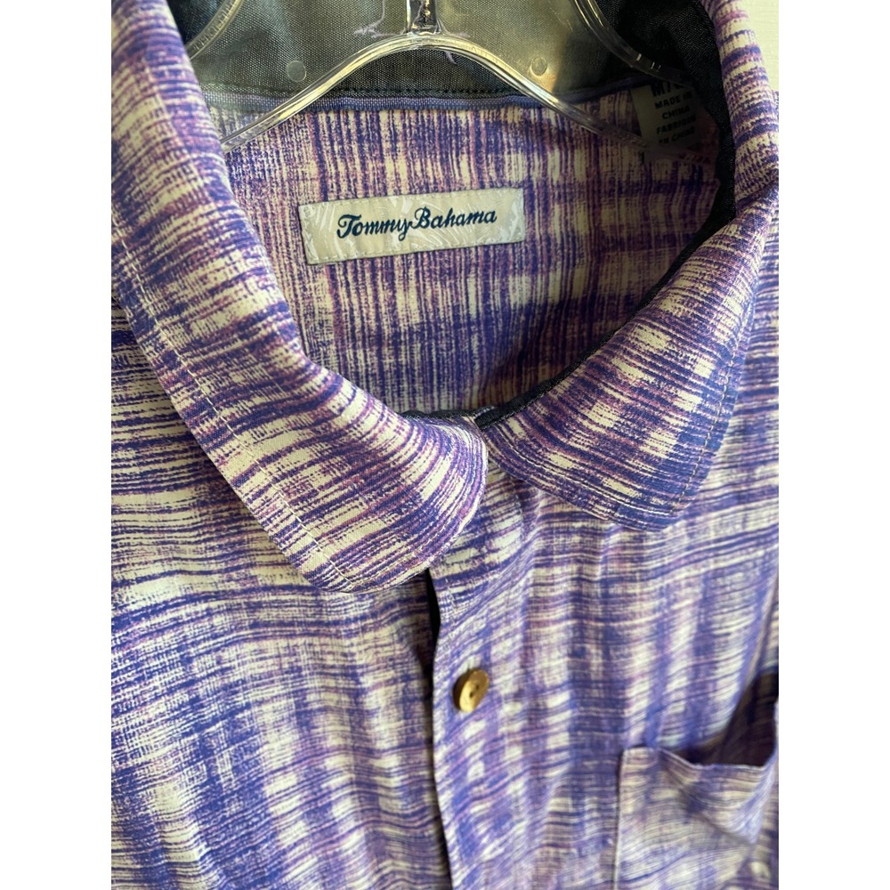 Tommy Bahama Button Up Shirt Purple Plaid Short Sleeve Casual - Silk M‎ - Picture 11 of 12
